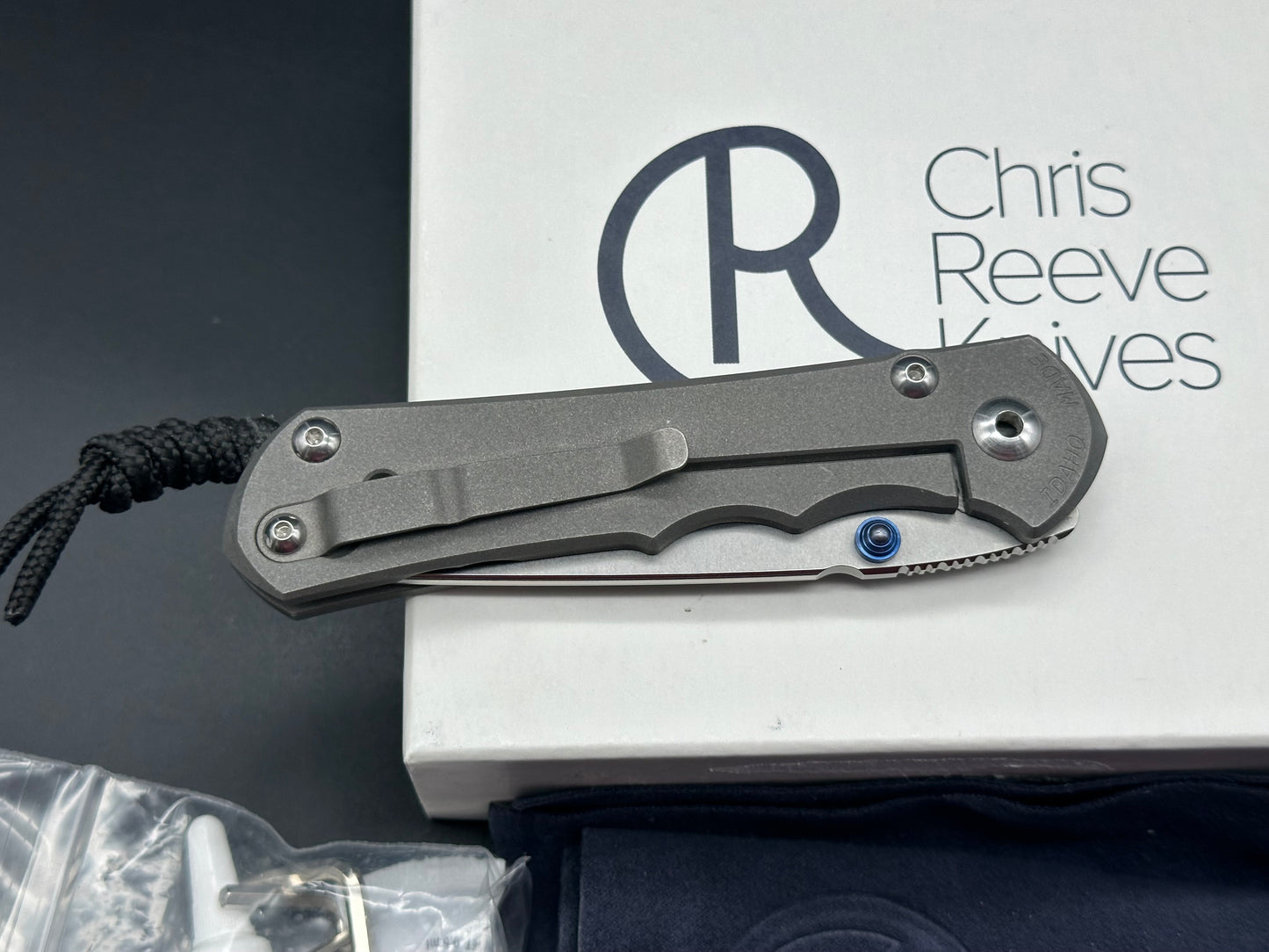 Chris Reeve Knives Large Inkosi Tanto Frame Lock Knife (3.5" Stonewash) CRK