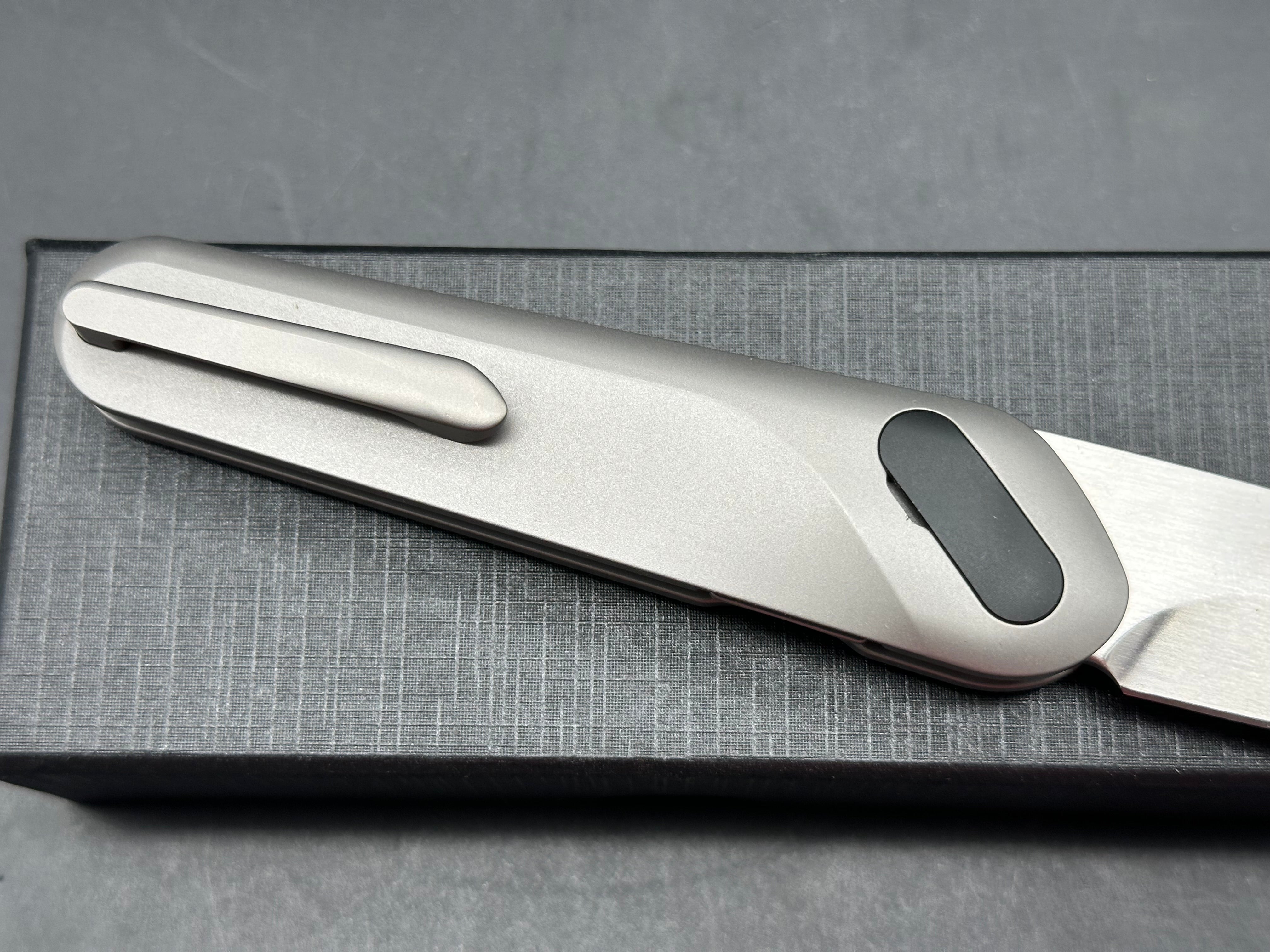 Kniclad Ginren Dark Gray Titanium Handle EDC Knife with Black Detachable Magnetic pivot cover