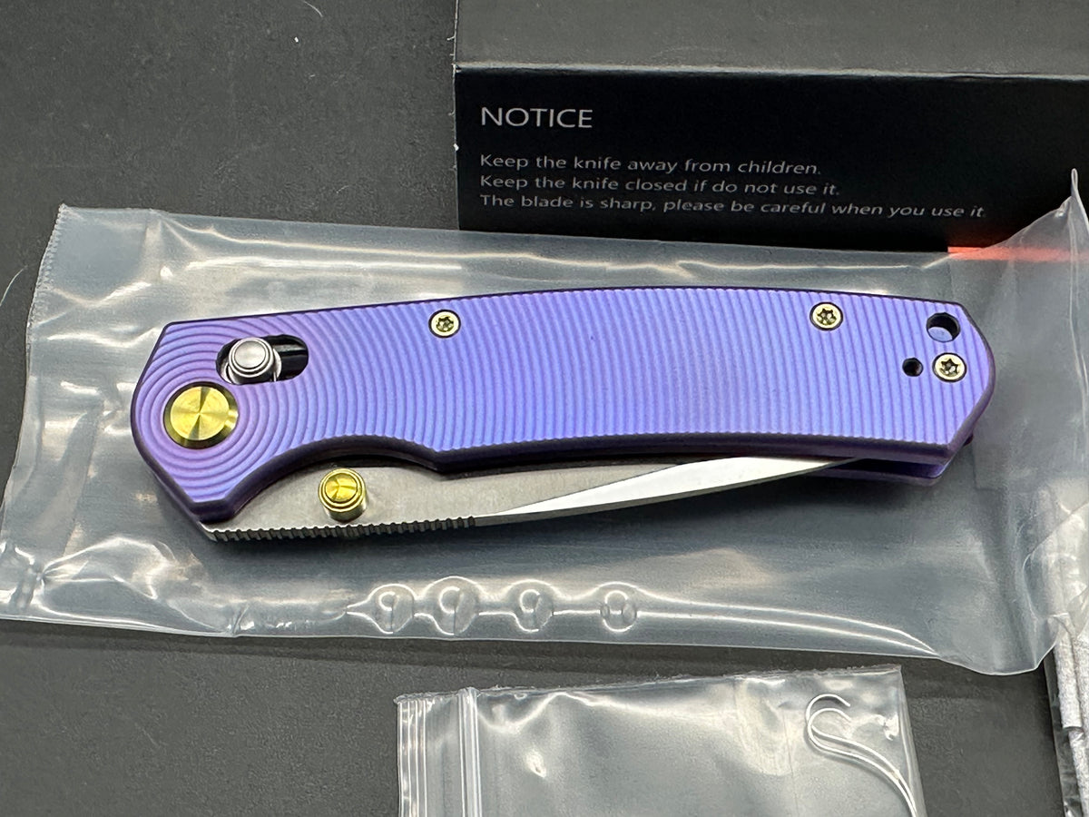 HomerSteel VAREX Crossbar Lock Folding Knife 3.07" 14C28N Satin Drop Point Blade, Titanium Handles