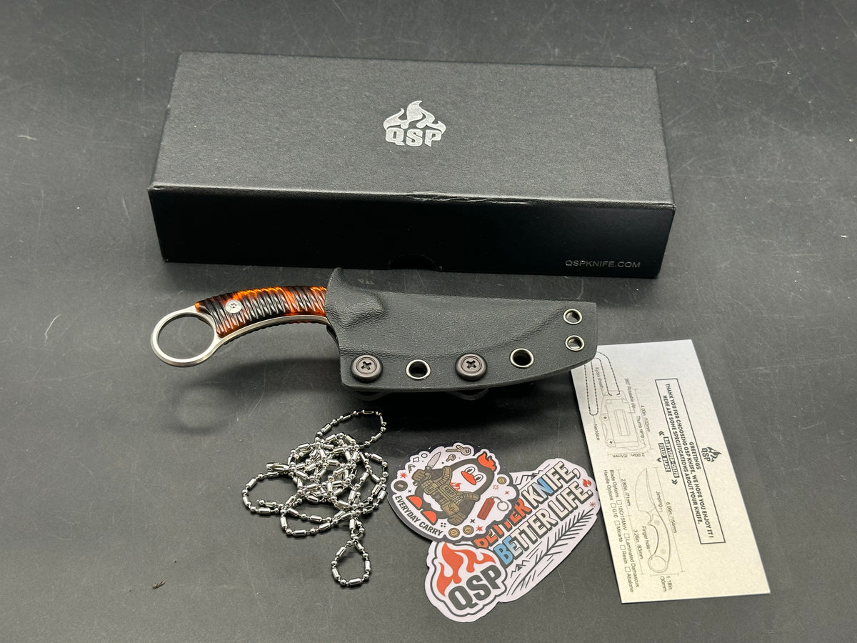 QSP BABY VIPER FIXED BLADE KNIFE TORTOISE RESIN HANDLE 2.8" STONEWASH 10CR15MOV CLIP POINT