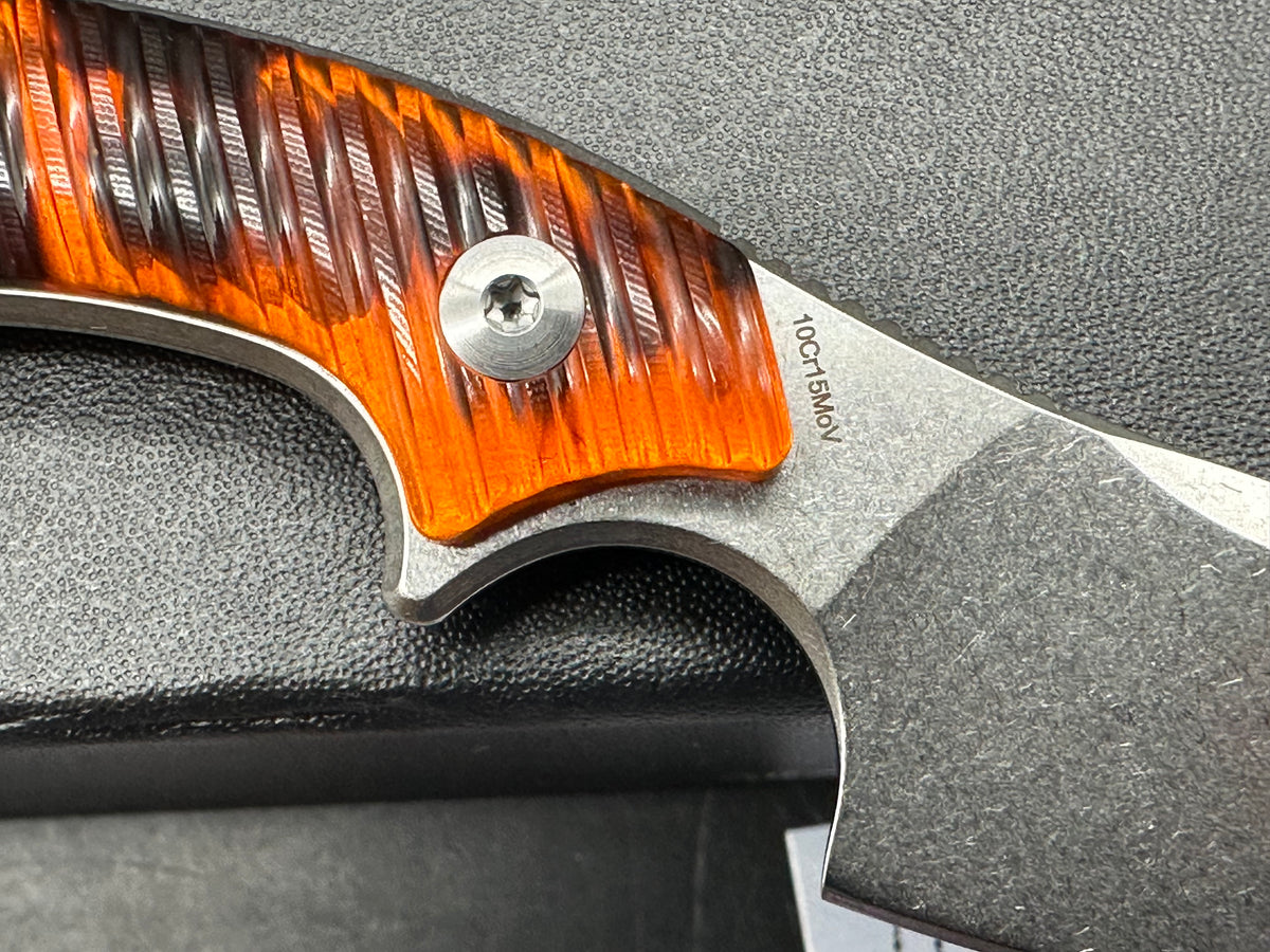 QSP BABY VIPER FIXED BLADE KNIFE TORTOISE RESIN HANDLE 2.8" STONEWASH 10CR15MOV CLIP POINT