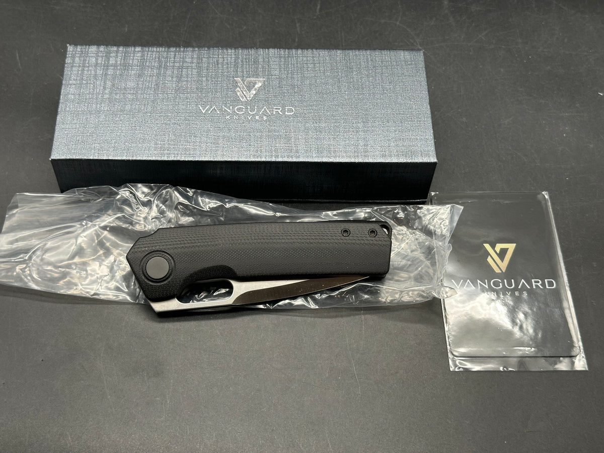 VANGUARD BREAKER G10 FOLDING KNIFE BLACK HANDLE 3.25" SATIN 14C28N STEEL