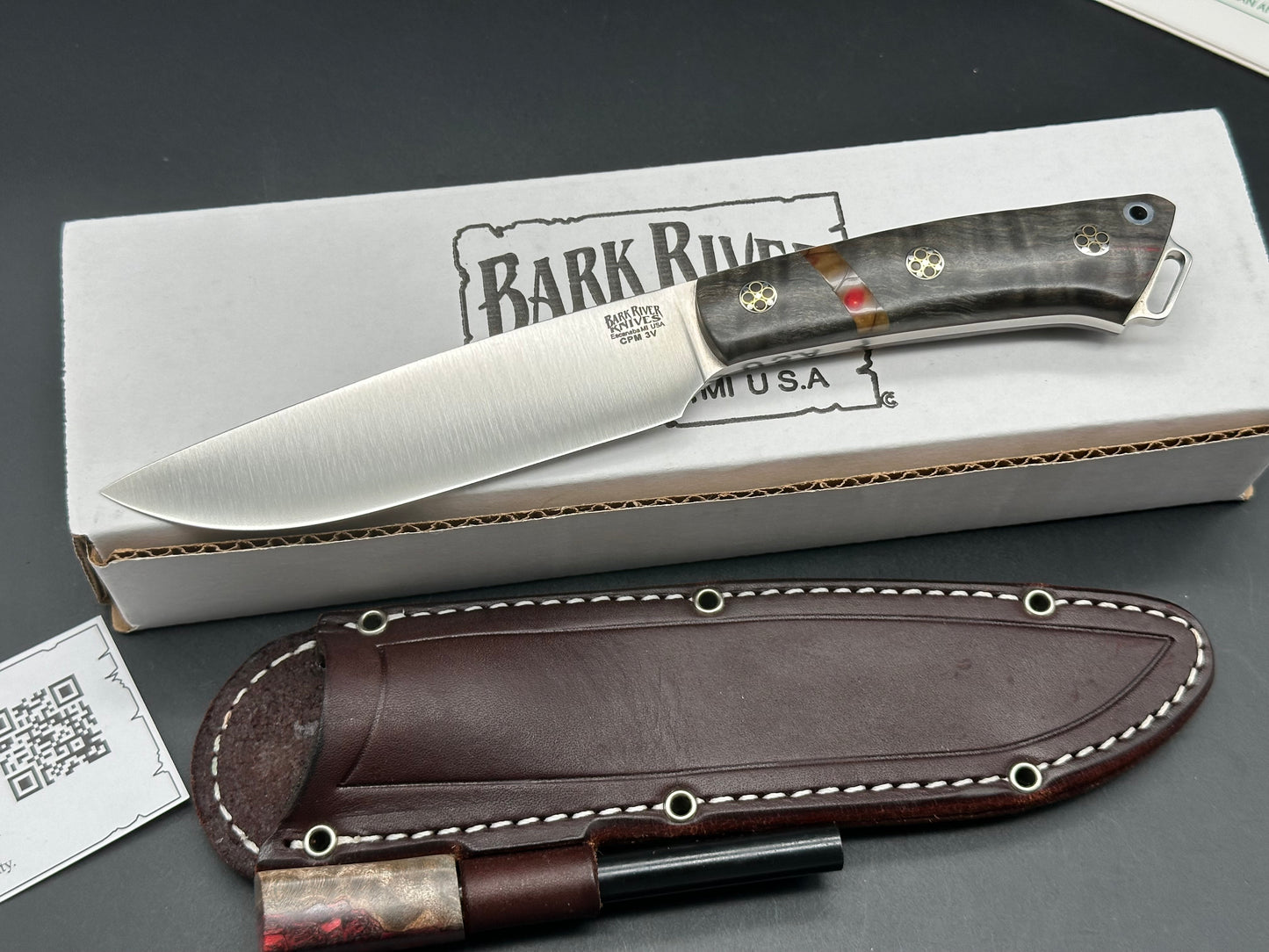 Bark River Knives Fox River II LT 3V Hellfire Maple burl scales