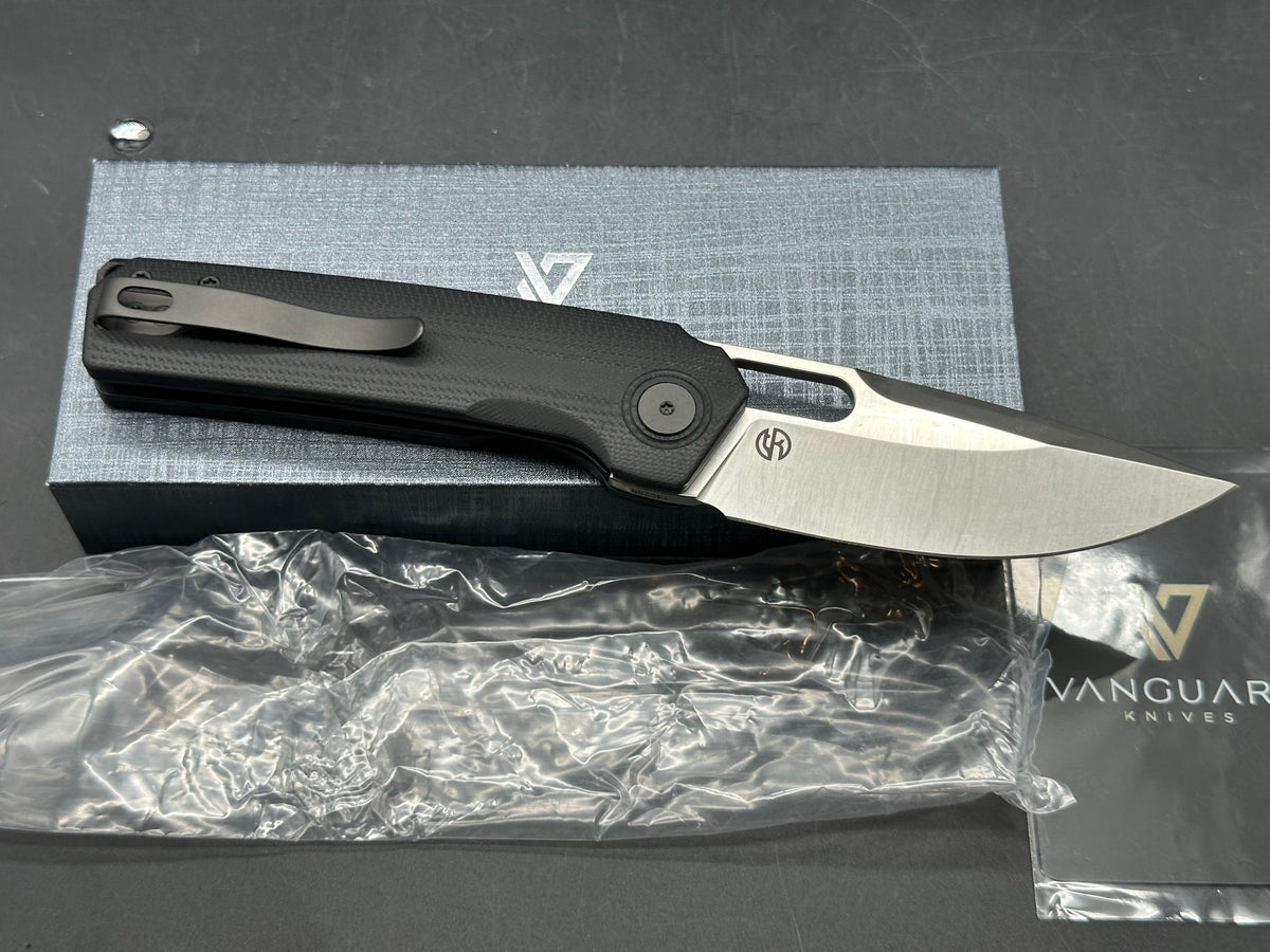 VANGUARD BREAKER G10 FOLDING KNIFE BLACK HANDLE 3.25" SATIN 14C28N STEEL