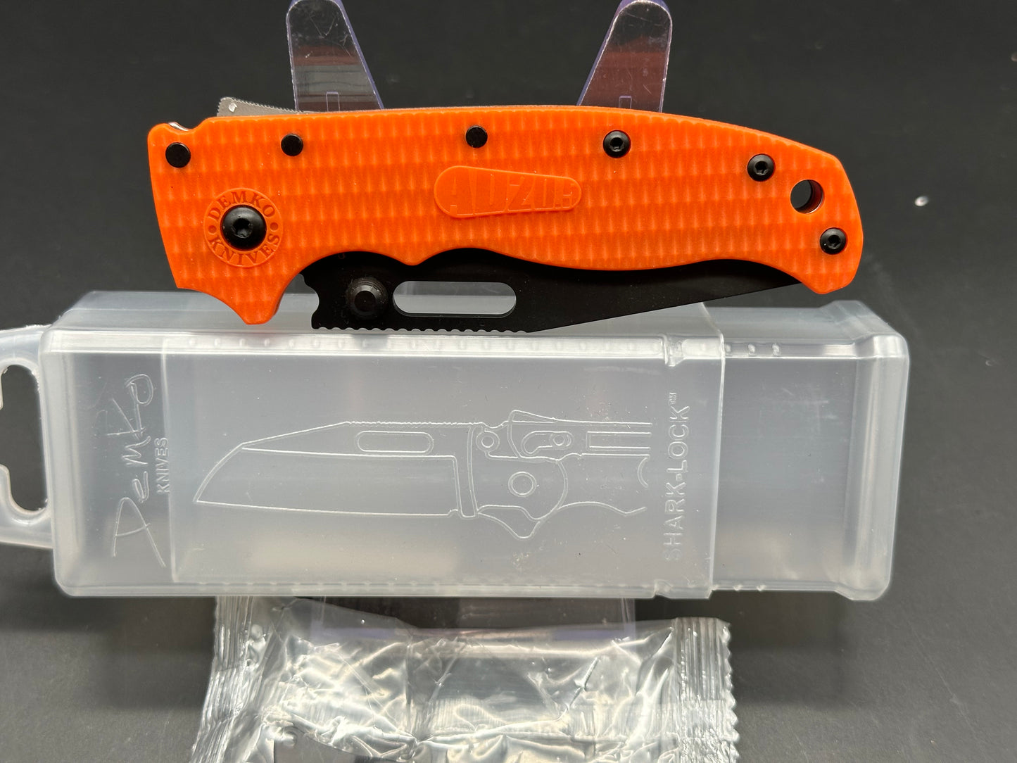 Demko AD20.5 Shark-Lock Knife Orange Grivory (3.2" Black DLC)