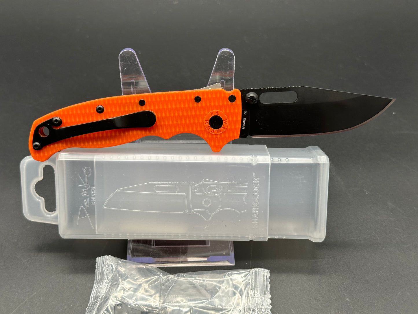 Demko AD20.5 Shark-Lock Knife Orange Grivory (3.2" Black DLC)