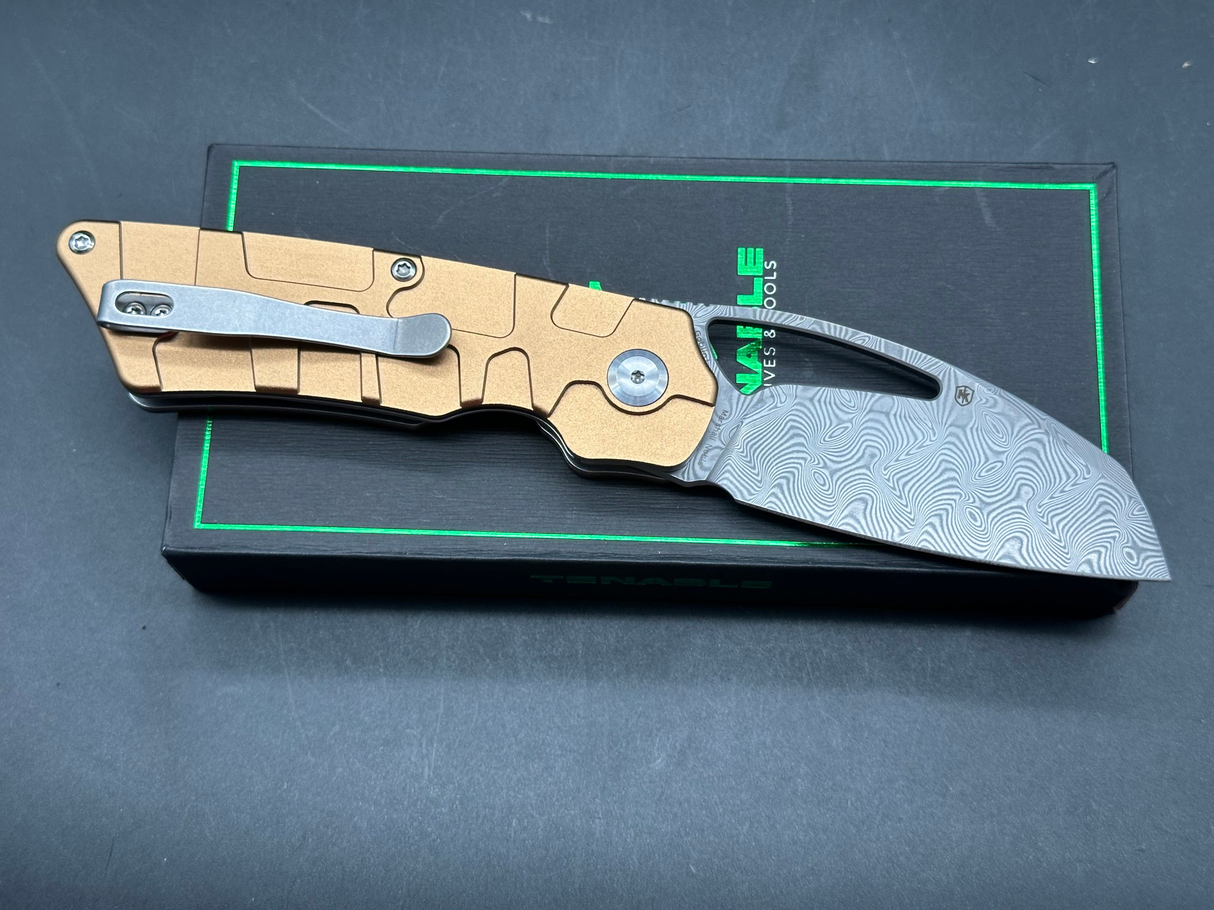 Tenable Goblin L Folding Knife | 3.08" Water Ripple Damascus Blade