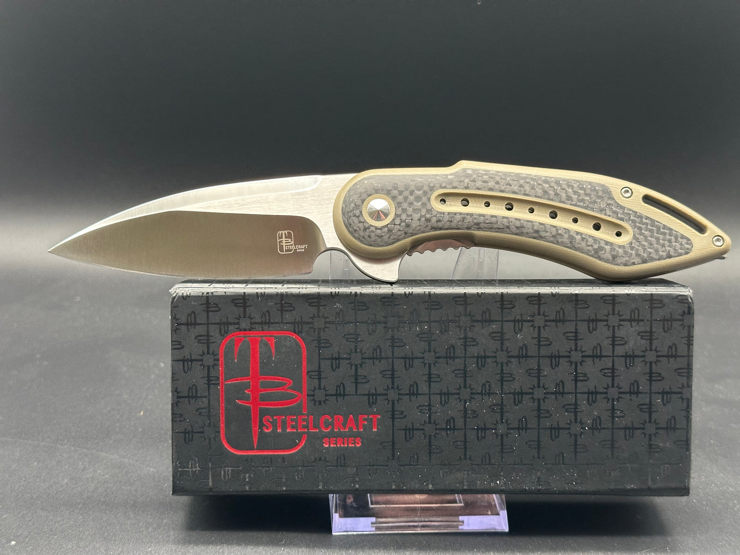 Todd Begg Steelcraft Begg Glimpse 7 tan G10/CF inlays w/S35VN blade