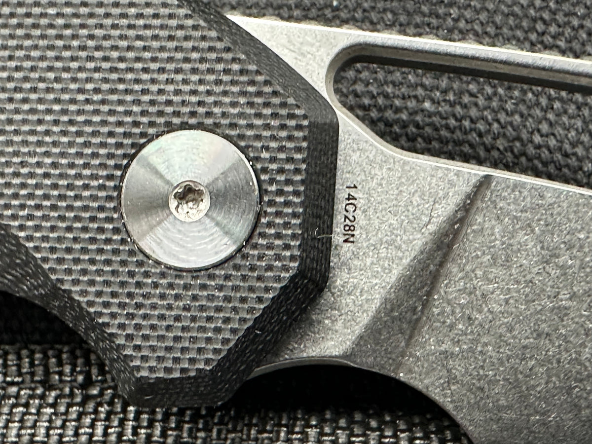 TacKnives Sunspear Top liner lock black micarta handle 14c28n blade
