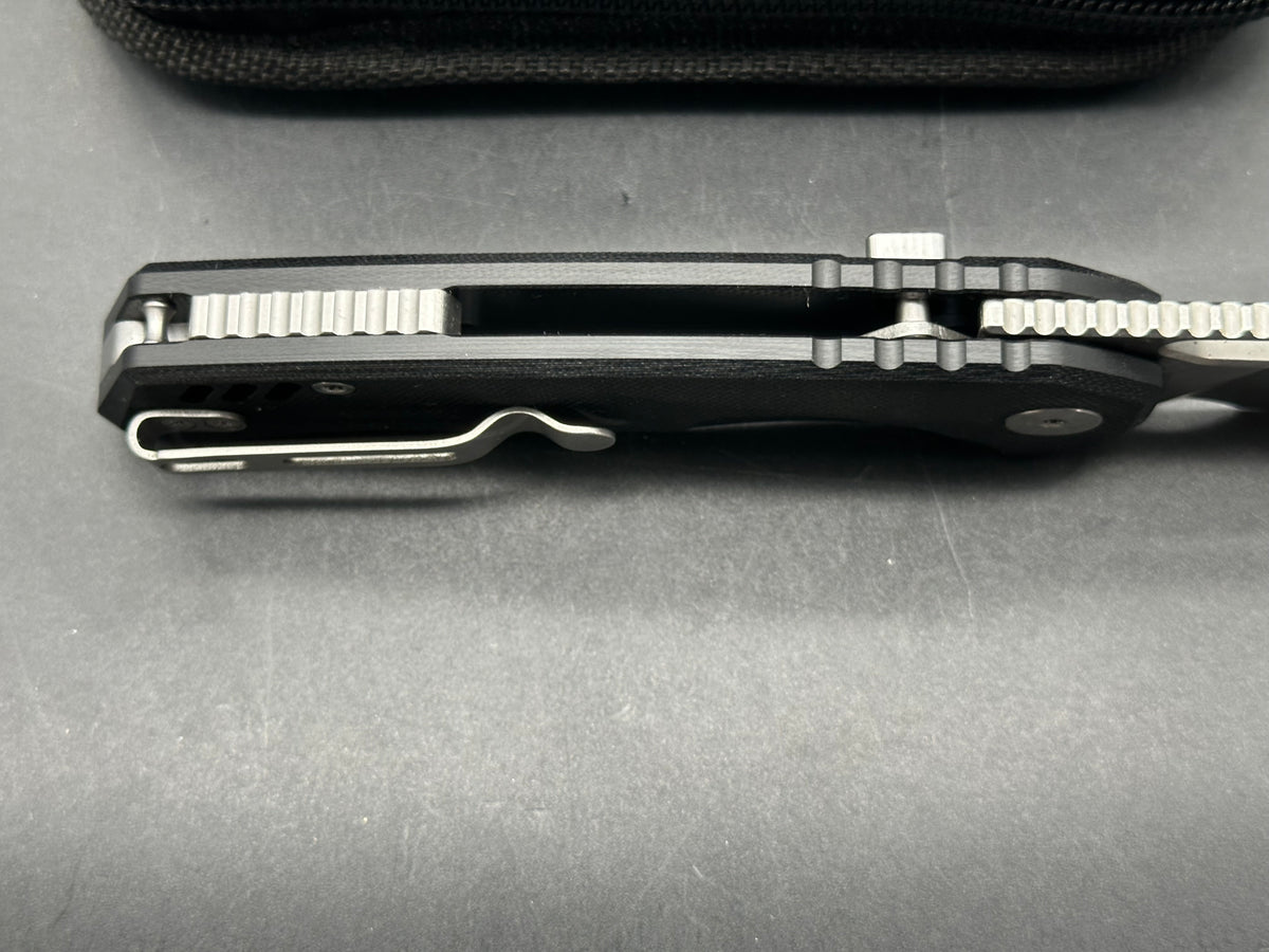 TacKnives Sunspear Top liner lock black micarta handle 14c28n blade