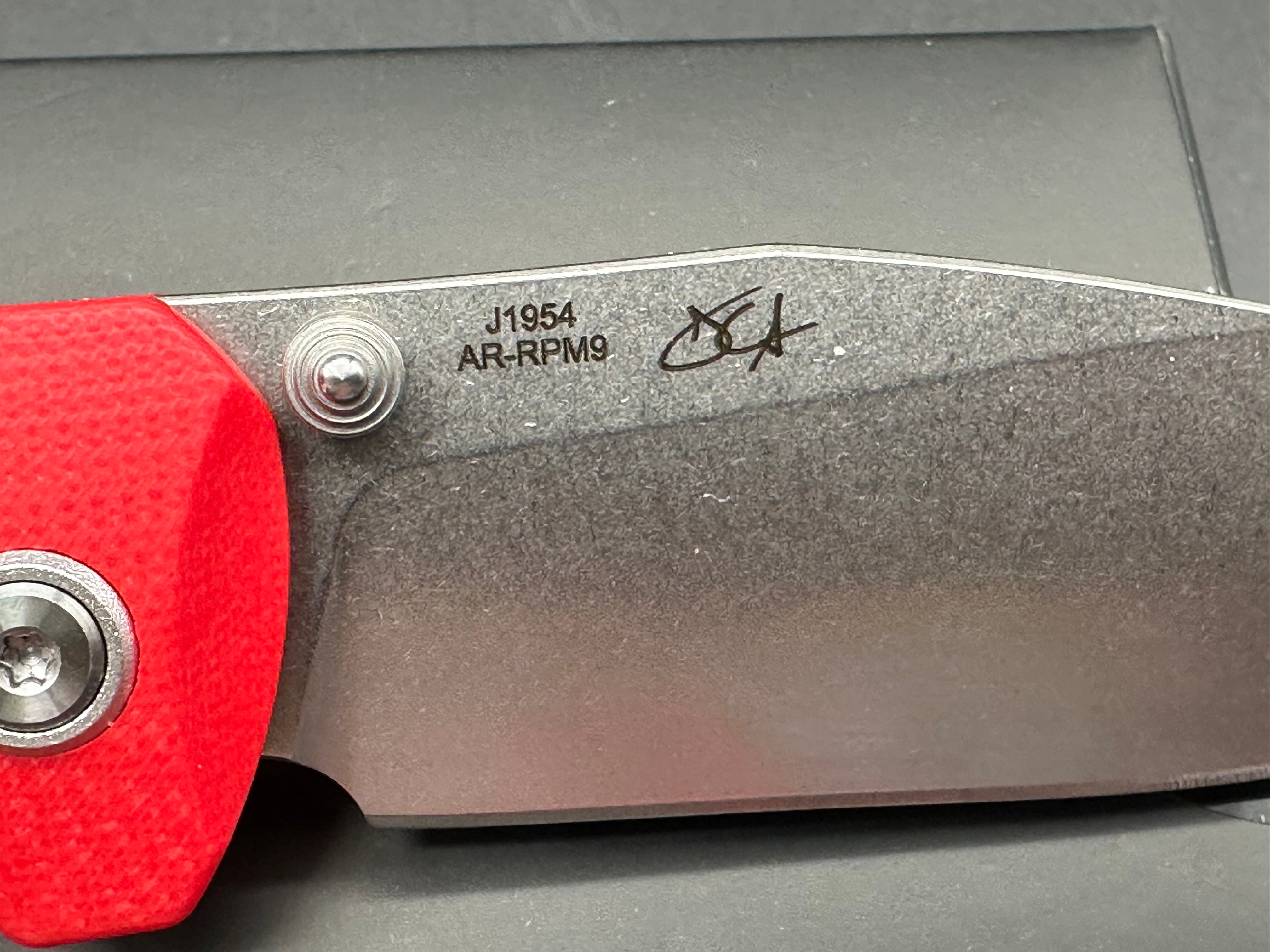 CJRB MAXIMAL RED G10 HANDLE AR-RPM9 DROP POINT