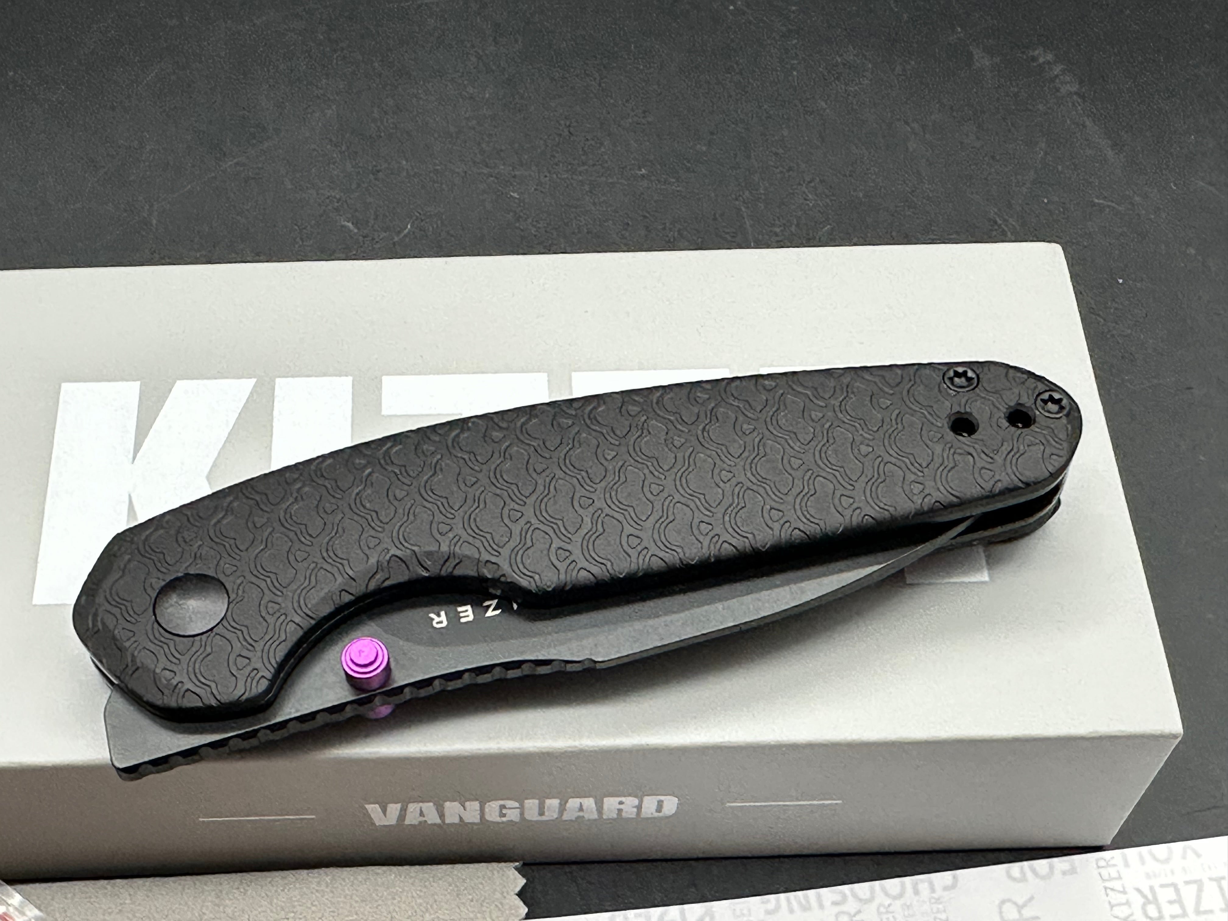 KIZER METEORA FOLDING KNIFE BLACK ALUMINUM HANDLE NITRO-V BLADE