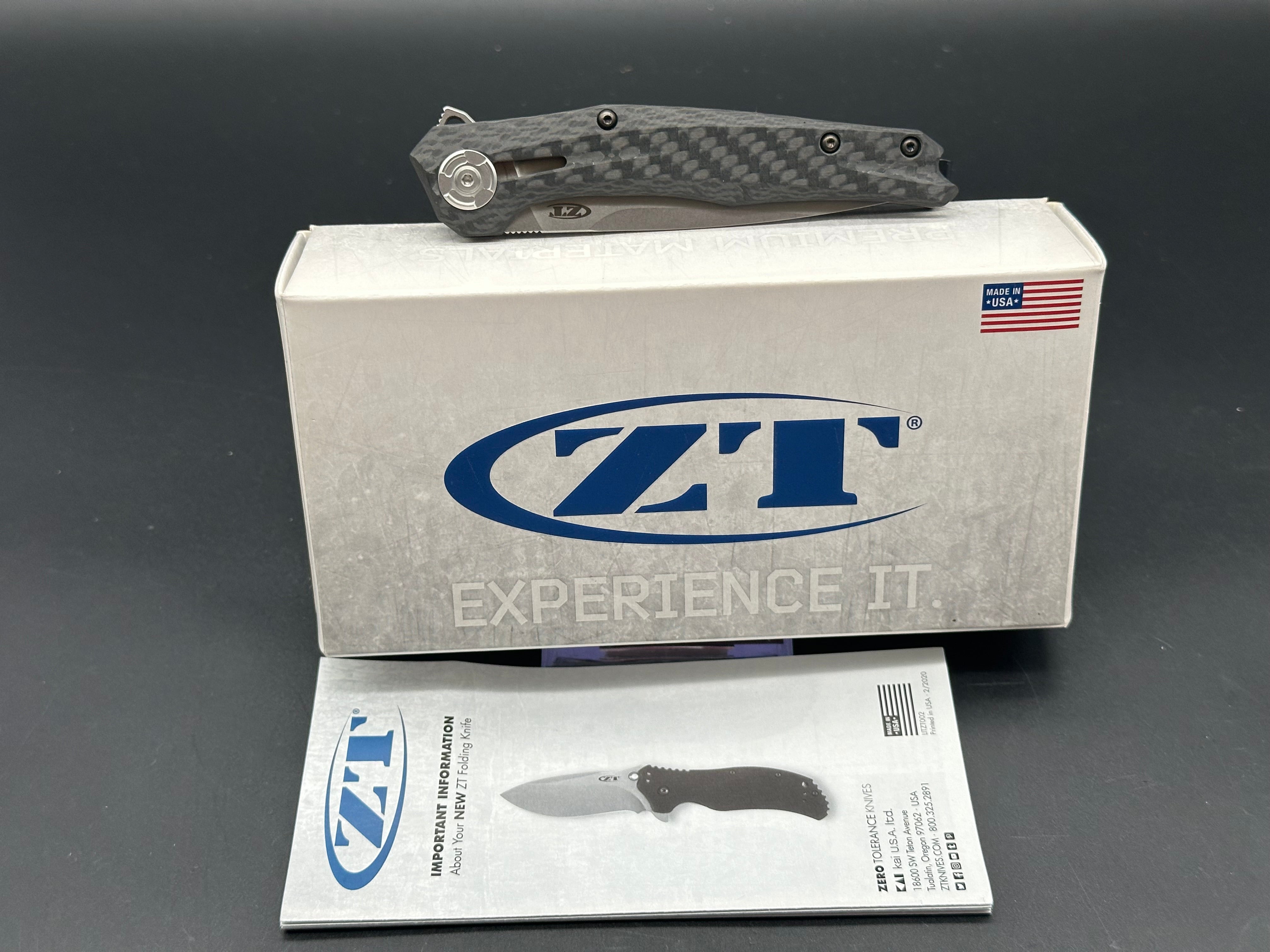 Zero Tolerance 0707 Frame Lock Knife Carbon Fiber (3.5" Stonewash 20CV)