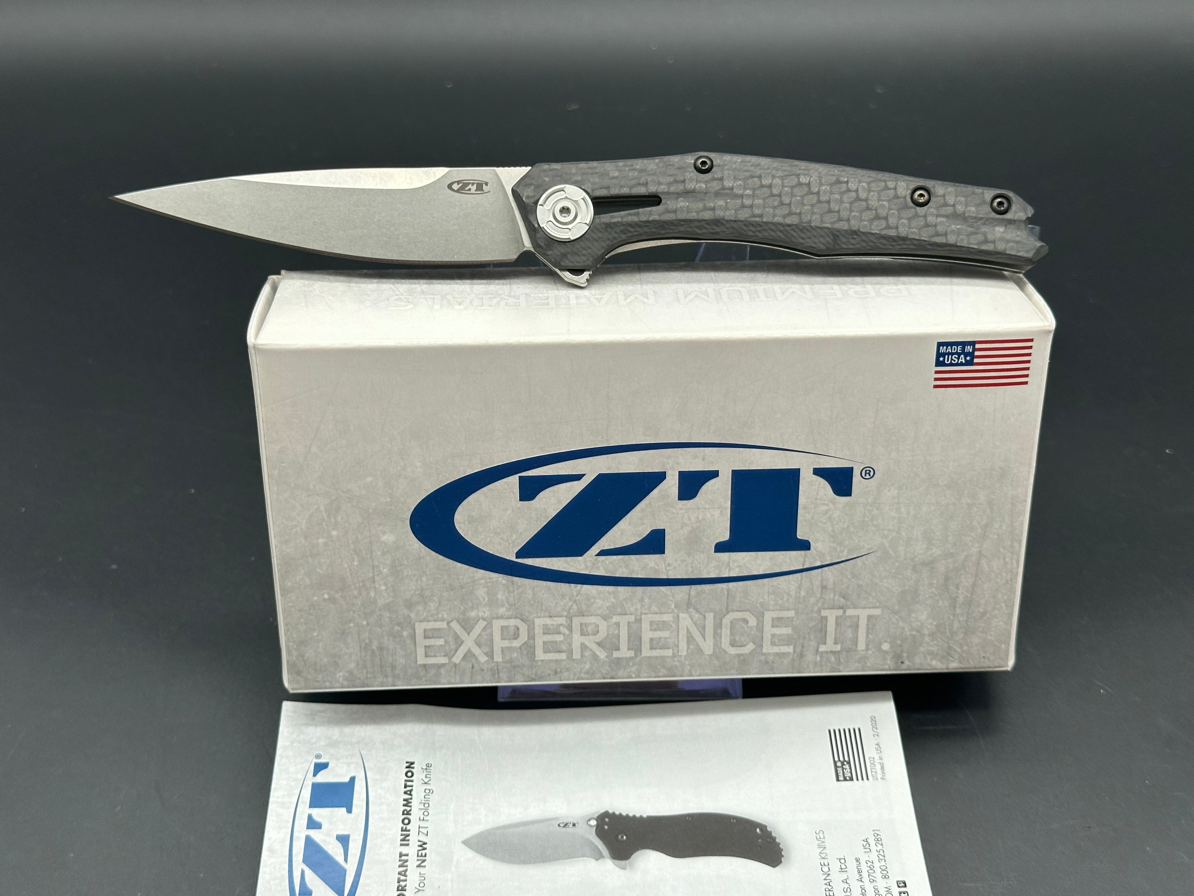 Zero Tolerance 0707 Frame Lock Knife Carbon Fiber (3.5" Stonewash 20CV)