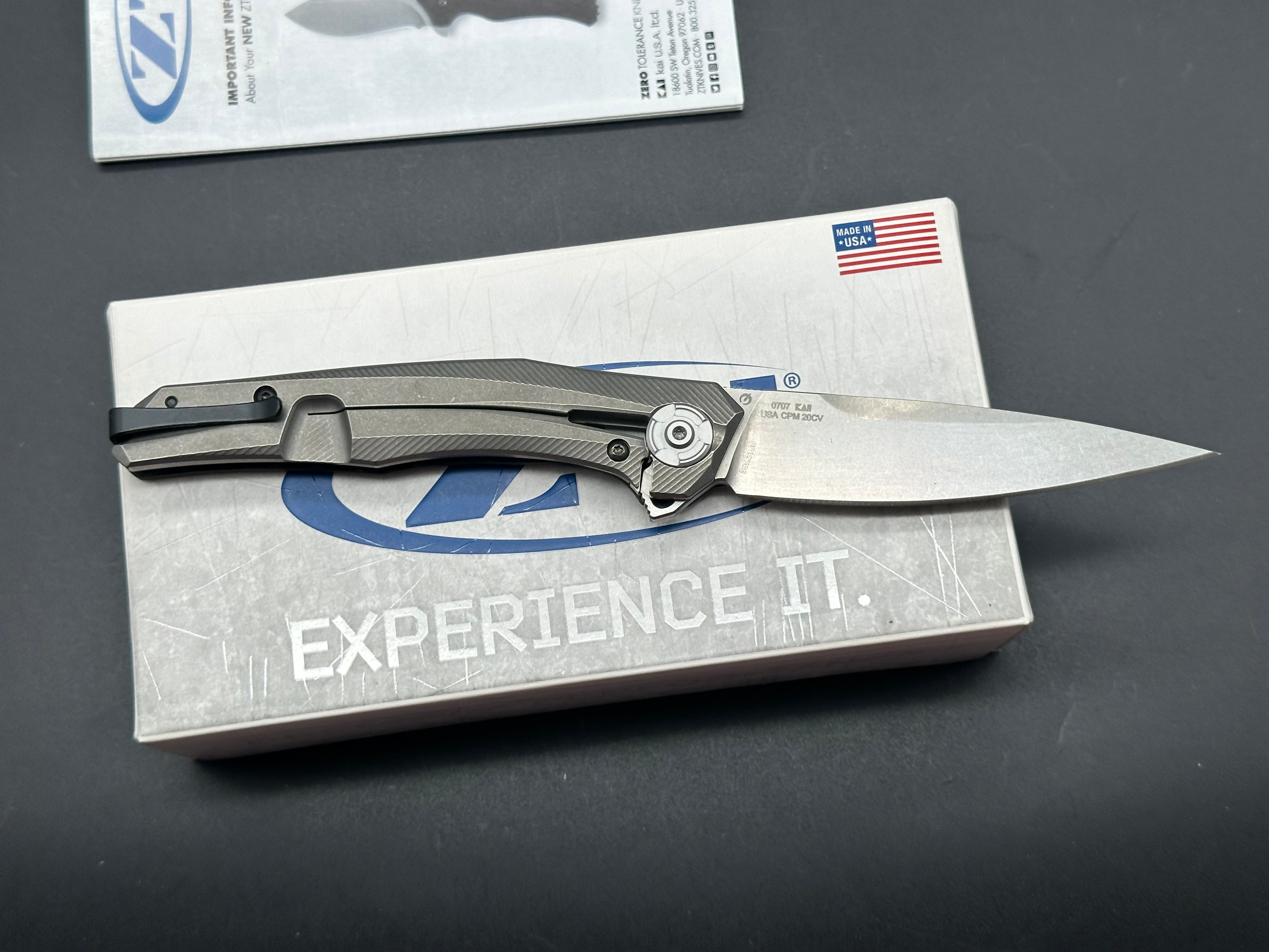 Zero Tolerance 0707 Frame Lock Knife Carbon Fiber (3.5" Stonewash 20CV)