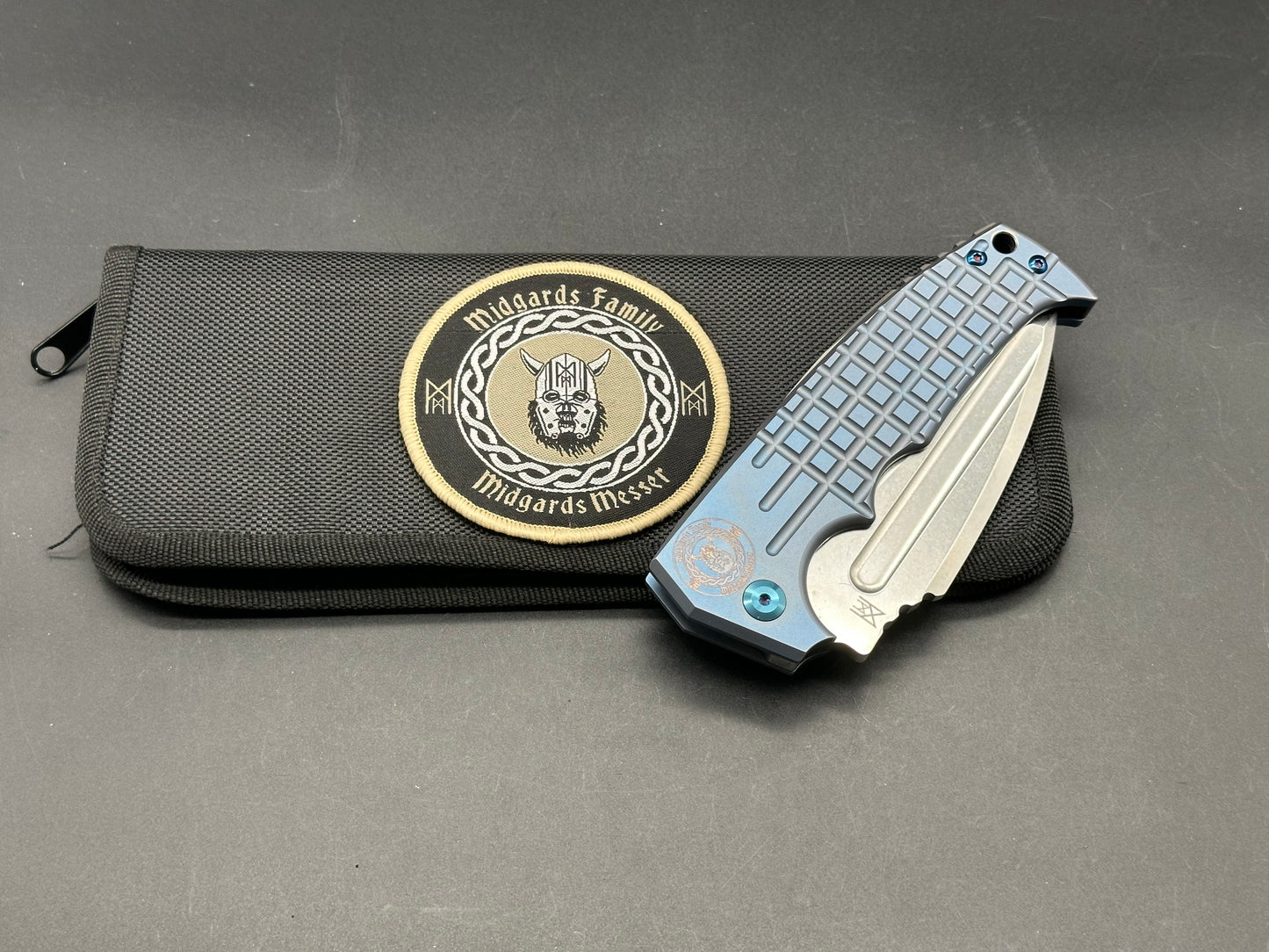 Midgards Messer - Viking 2.0/Blue Milled Ti Frame + Grey Ti clip