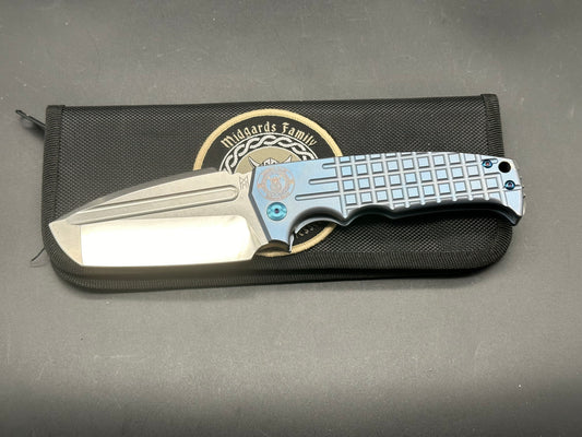 Midgards Messer - Viking 2.0/Blue Milled Ti Frame + Grey Ti clip