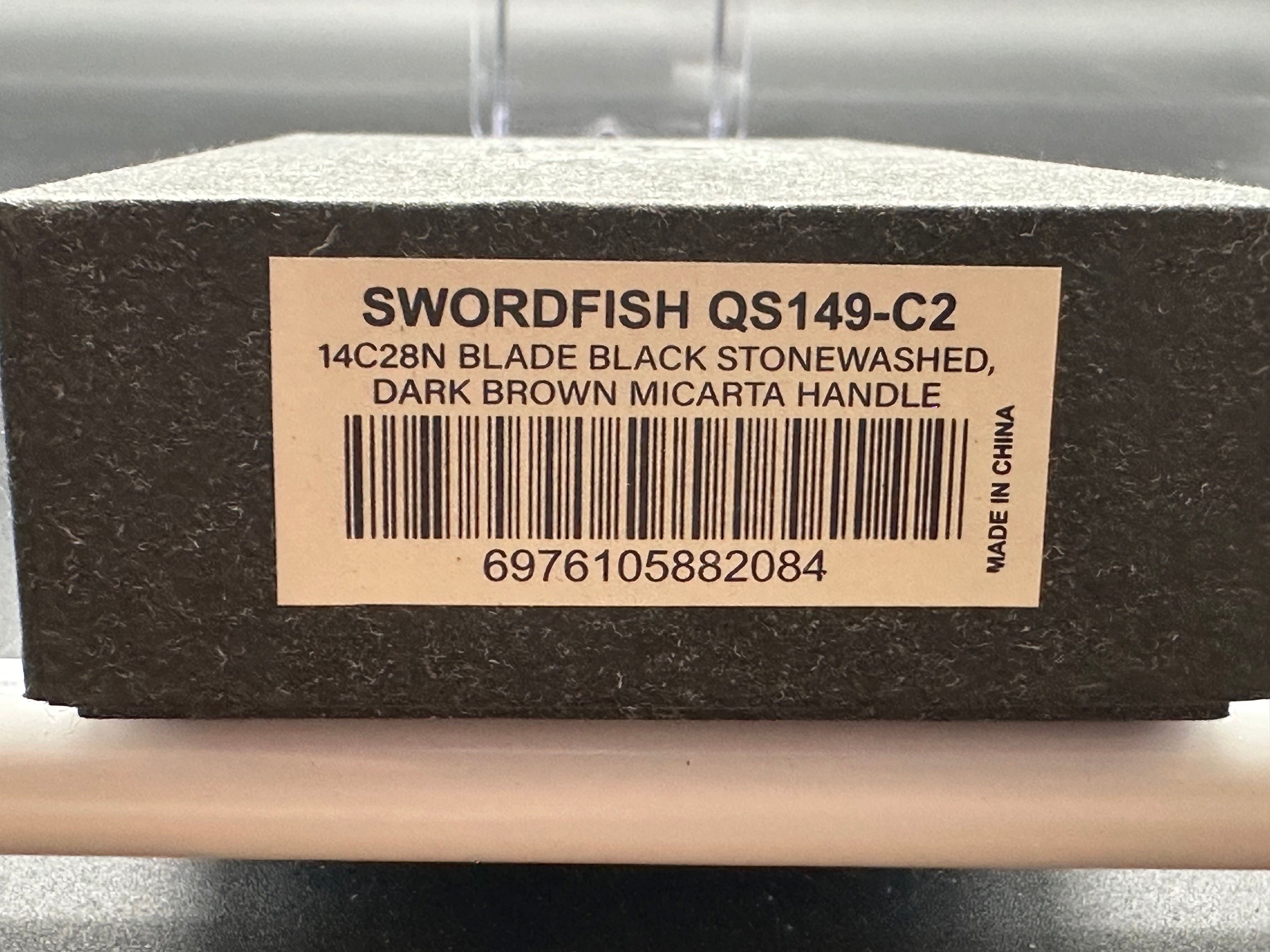 QSP Swordfish Button Lock Knife Brown Micarta (3.625" BW)