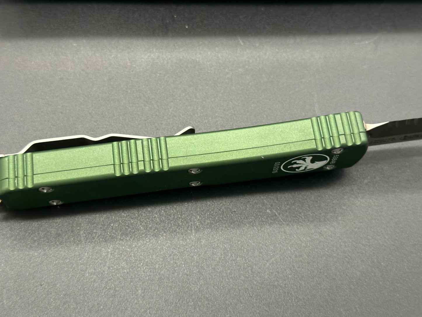 Microtech Ultratech green aluminum