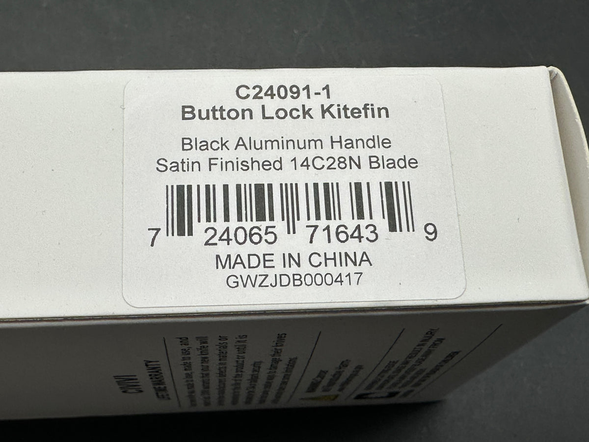 Civivi Kitefin, 3.22" 14C28N Satin Drop Point Blade with Black Aluminum Scales
