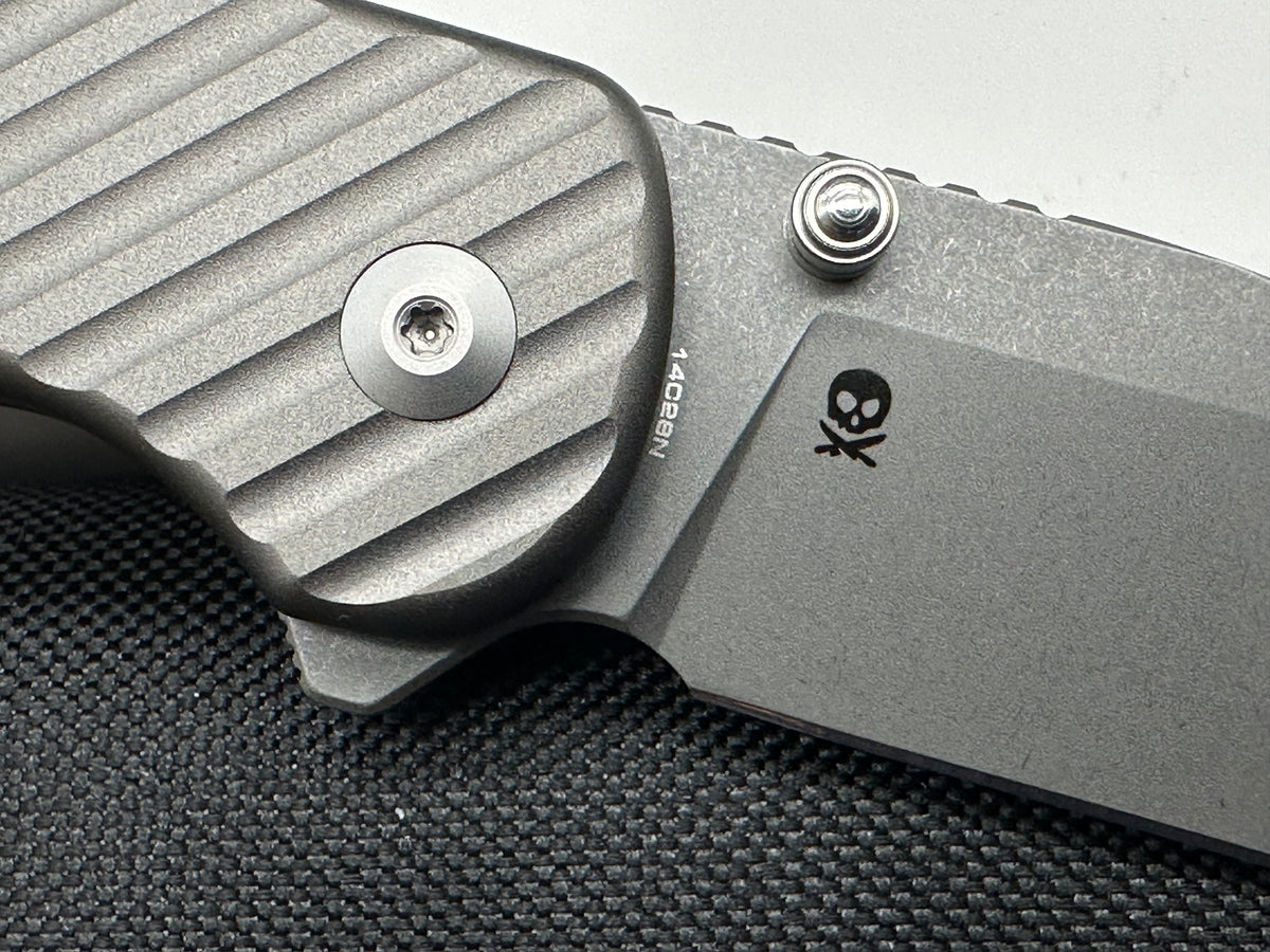 Civivi Iron Tide, 3.24" 14C28N Gray Stonewash Clip Point Blade with Milled Gray Aluminum Scales