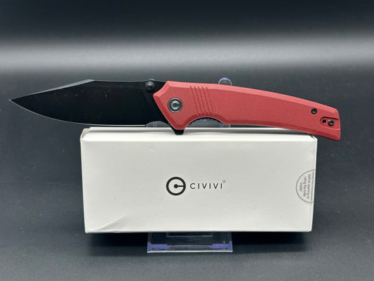 CIVIVI TRANQUIL FOLDING KNIFE BURGUNDY G10 HANDLE 14C28N CLIP POINT PLAIN BLACK BLADE C23027-2