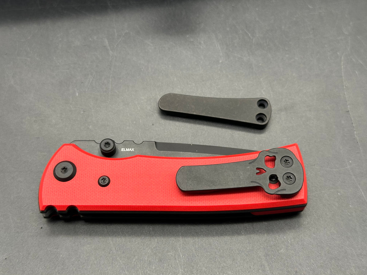 Chaves Knives Exclusive Blue label Redencion Street Street Tanto version red G10 /black Elmax blade