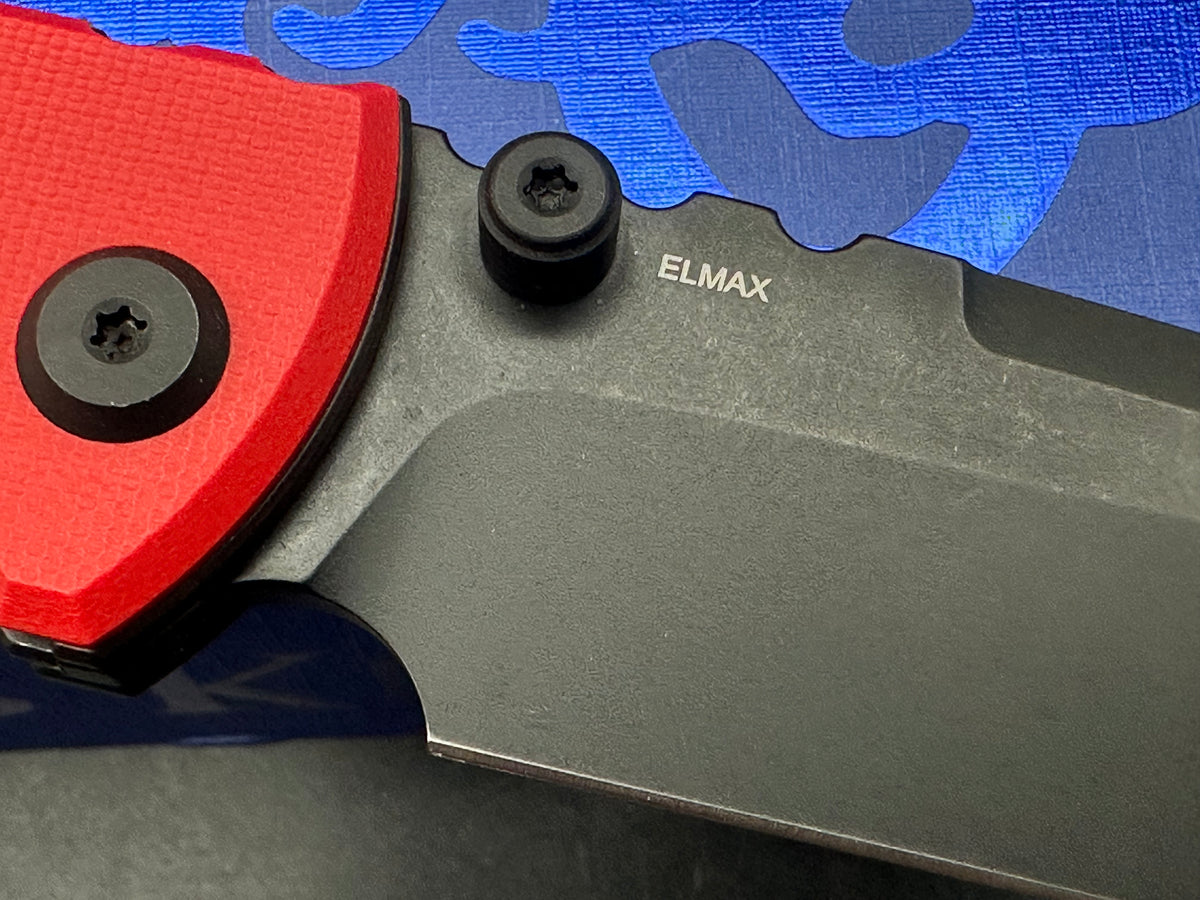 Chaves Knives Exclusive Blue label Redencion Street Street Tanto version red G10 /black Elmax blade