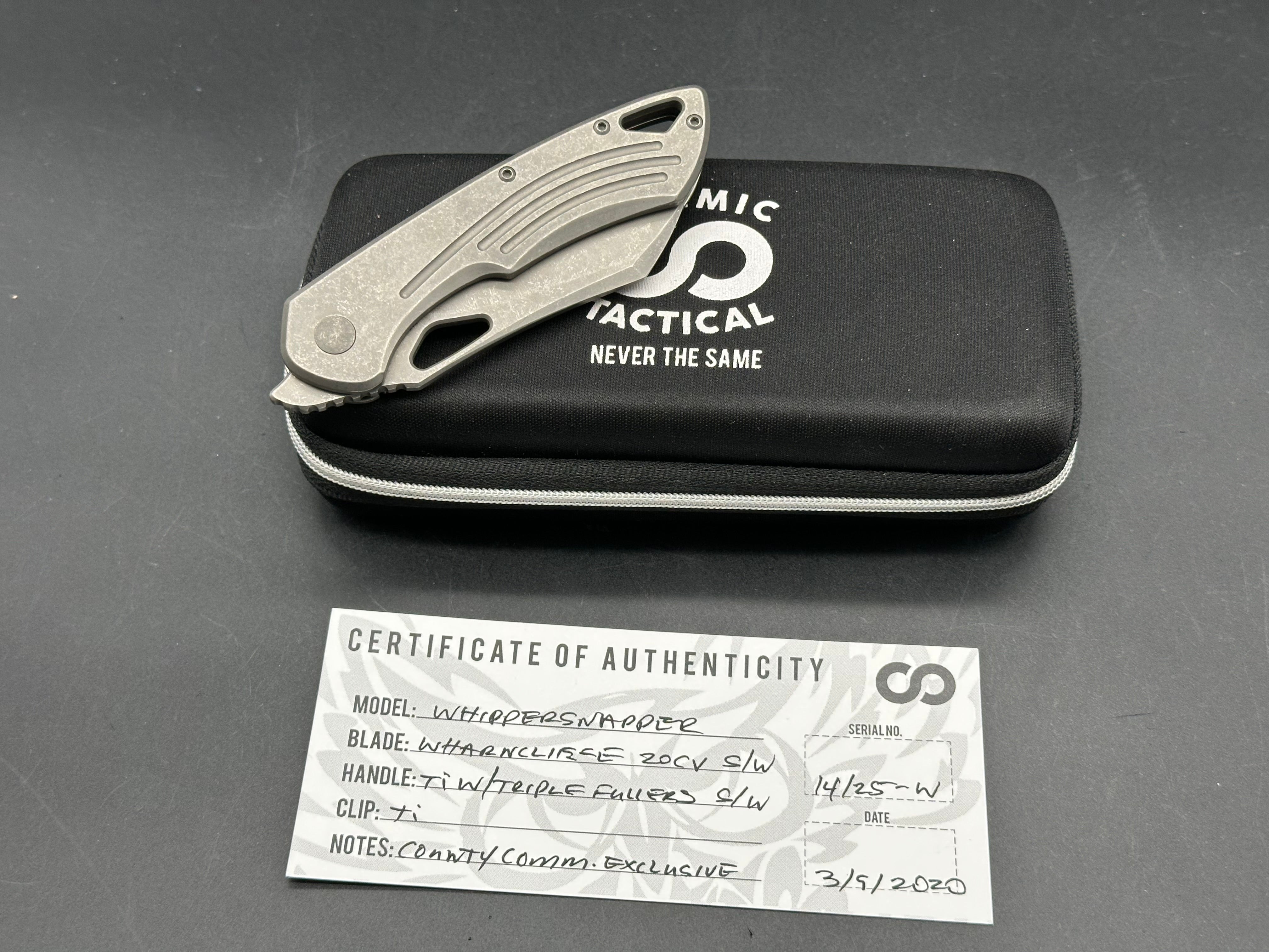 Olamic WhipperSnapper Wharncliffe (County Comm Exclusive #14/25), Stonewashed CPM-20CV Blade