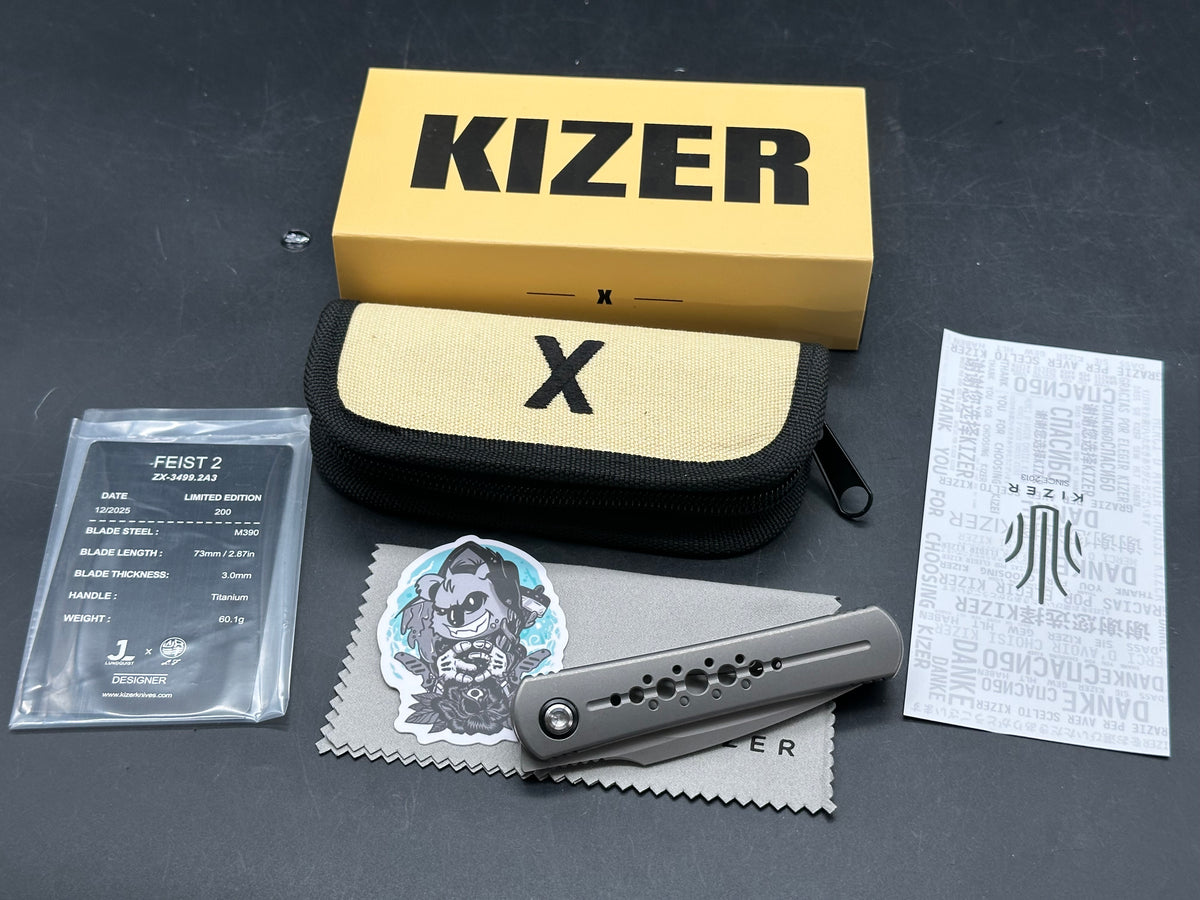 Kizer Feist 2 Hawkbill 6.5' overall M390 blade